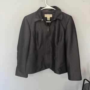 Vintage Norton McNaughton Belted Full Zip Blazer Jacket Size 6 Dark Denim Blue